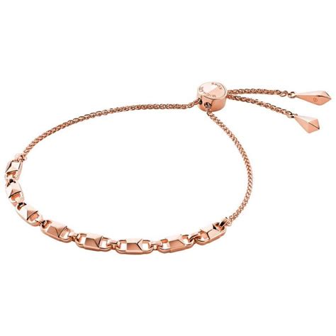 michael kors mercer link 14ct rose gold plated slider bracelet|Precious Metal.